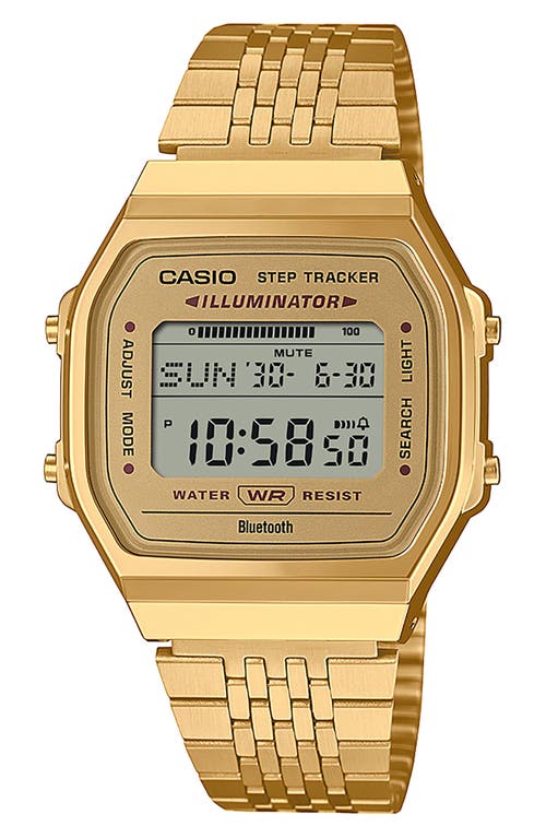 Casio Vintage Goldtone Digital Bracelet Bluetooth® Watch, 41.4mm X 37.9.5mm