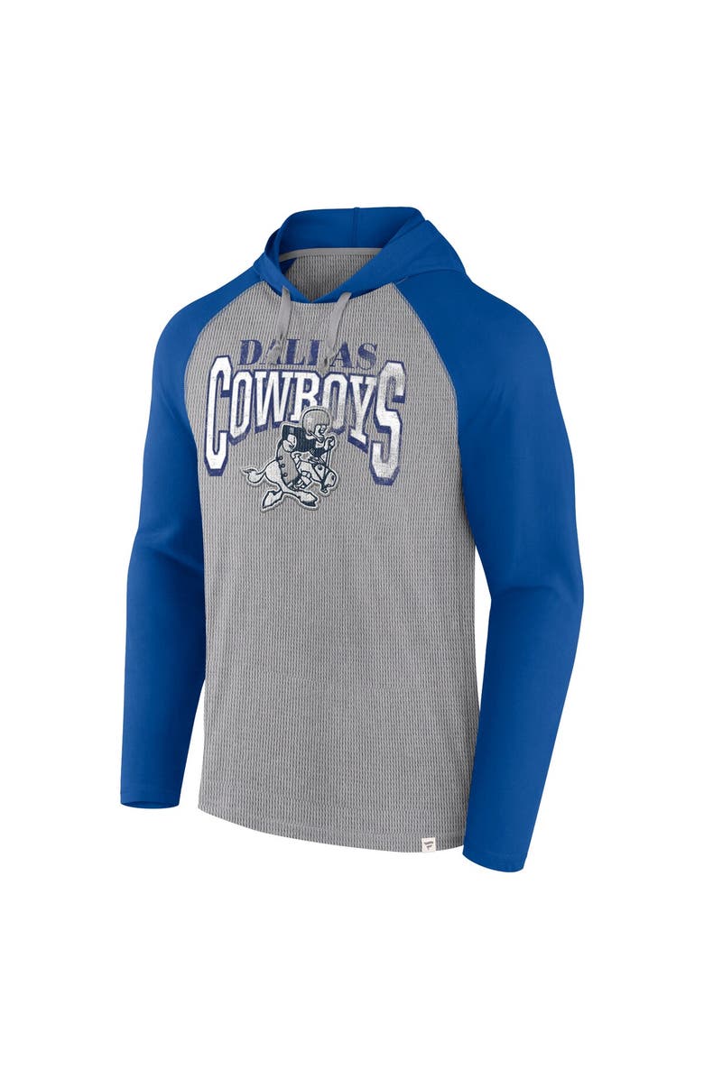 FANATICS Men's Fanatics Silver/Navy Dallas Cowboys Under Center Long Sleeve Hoodie T-Shirt, Alternate, color, Silver