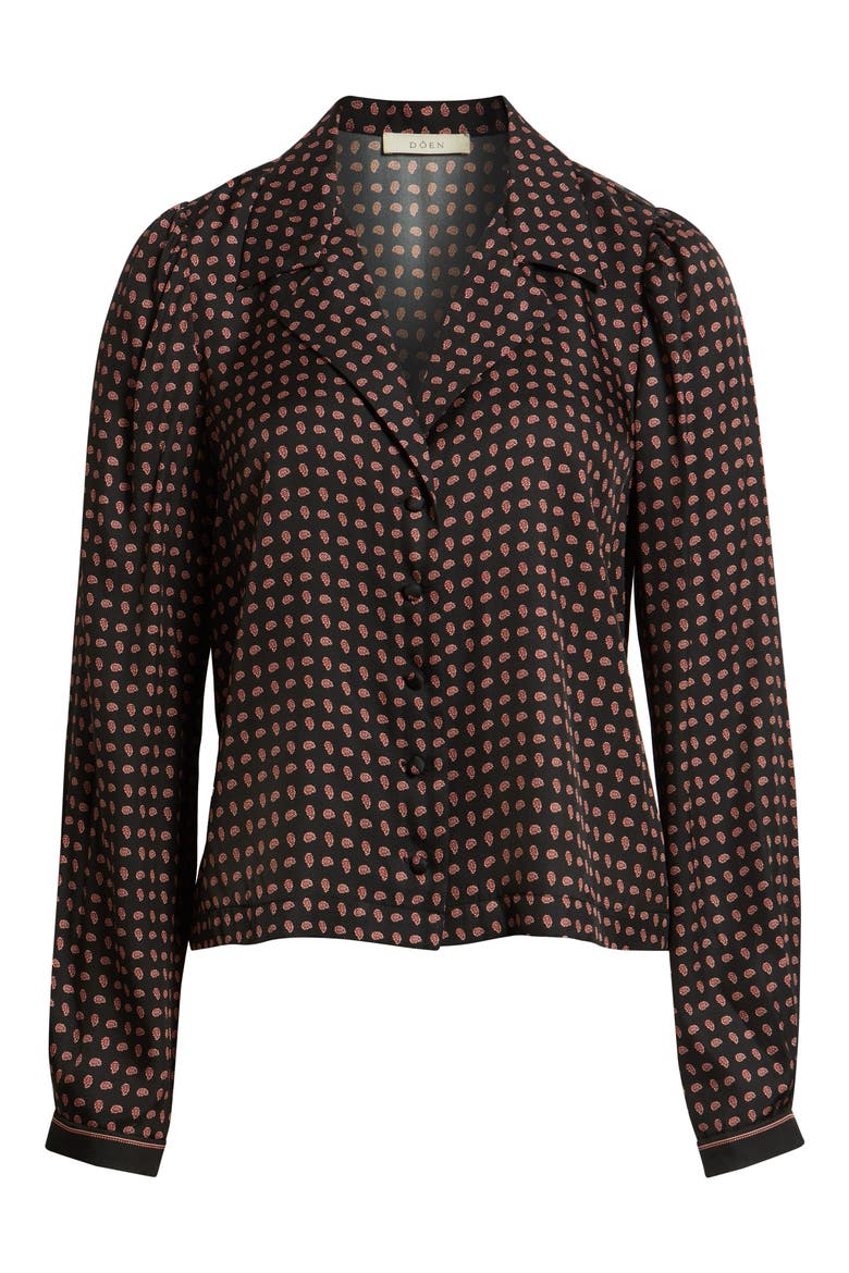 Juliana Paisley Print Silk Blend Button-Up Shirt, Alternate, color, CARDINALE FOULARD