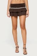 EDIKTED Katarina Low Rise Tiered Ruffle Miniskirt