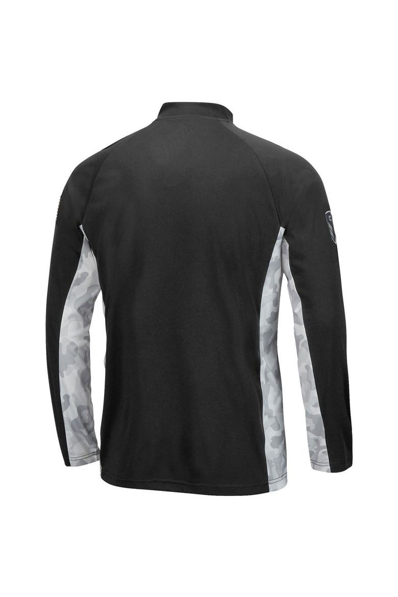 Men's Colosseum Black/Camo Vanderbilt Commodores OHT Military Appreciation Snow Cruise Raglan Quarter-Zip Top, Alternate, color, Black