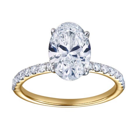 Adriana 14K Yellow Gold Oval Lab Grown Diamond Hidden Halo Engagement Ring - 2.35 Ct