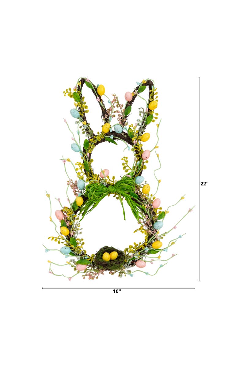 NEARLY NATURAL 22-in Artificial Easter Bunny Shaped Wreath, Alternate, color, 