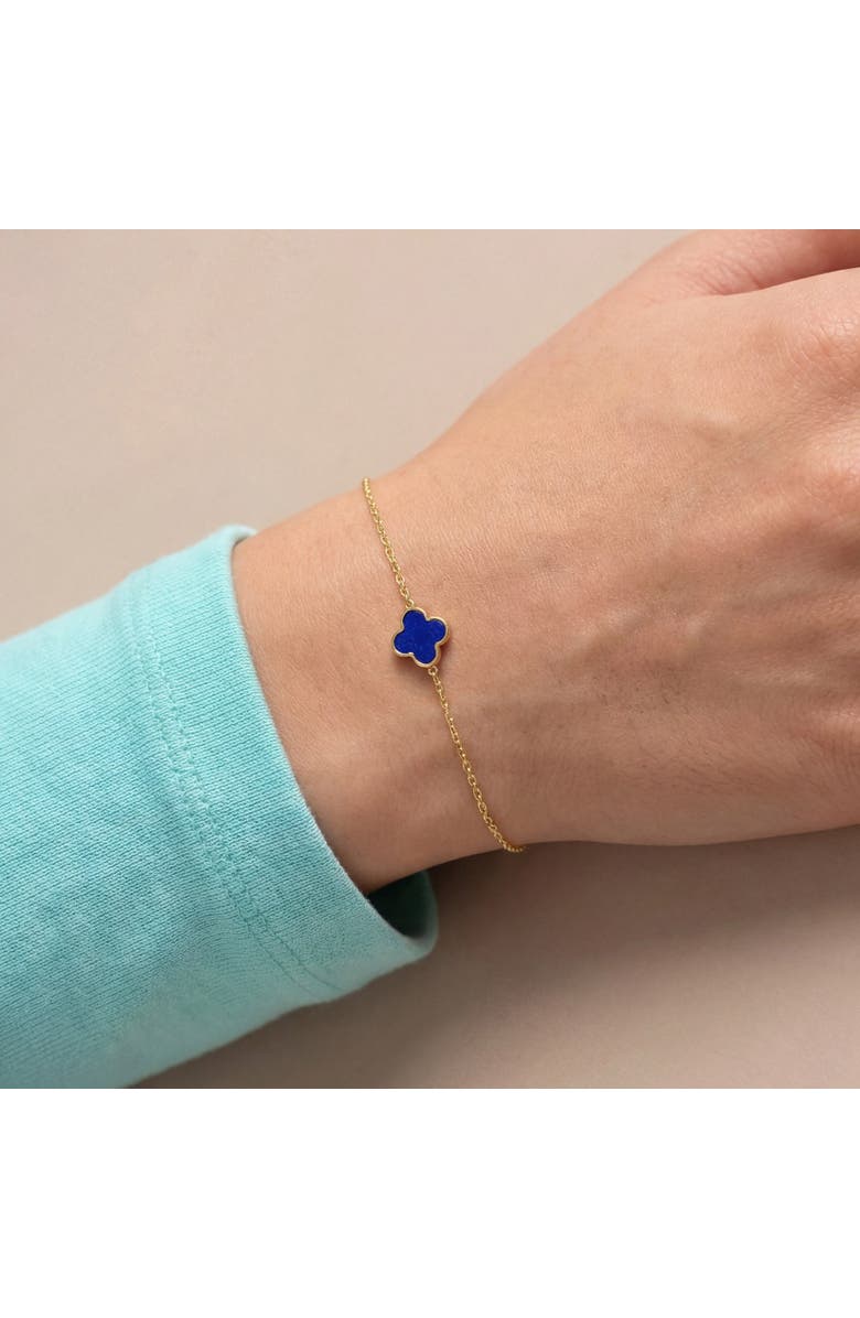 The Lovery Fine Jewelry Mini Lapis Single Clover Bracelet, Alternate, color, Lapis