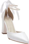 Forever & Always Shoes Gilda Leather Bridal Pumps with Pearls