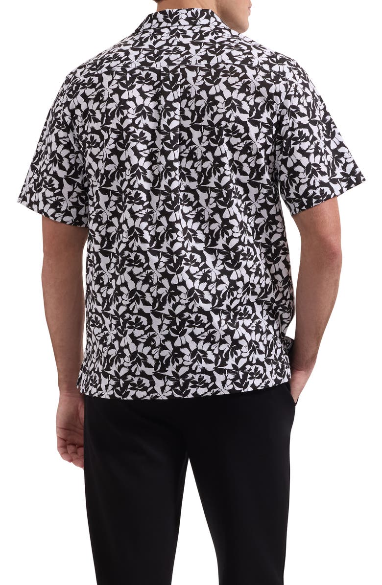 Bugatchi Jackson Print Camp Shirt, Alternate, color, Black