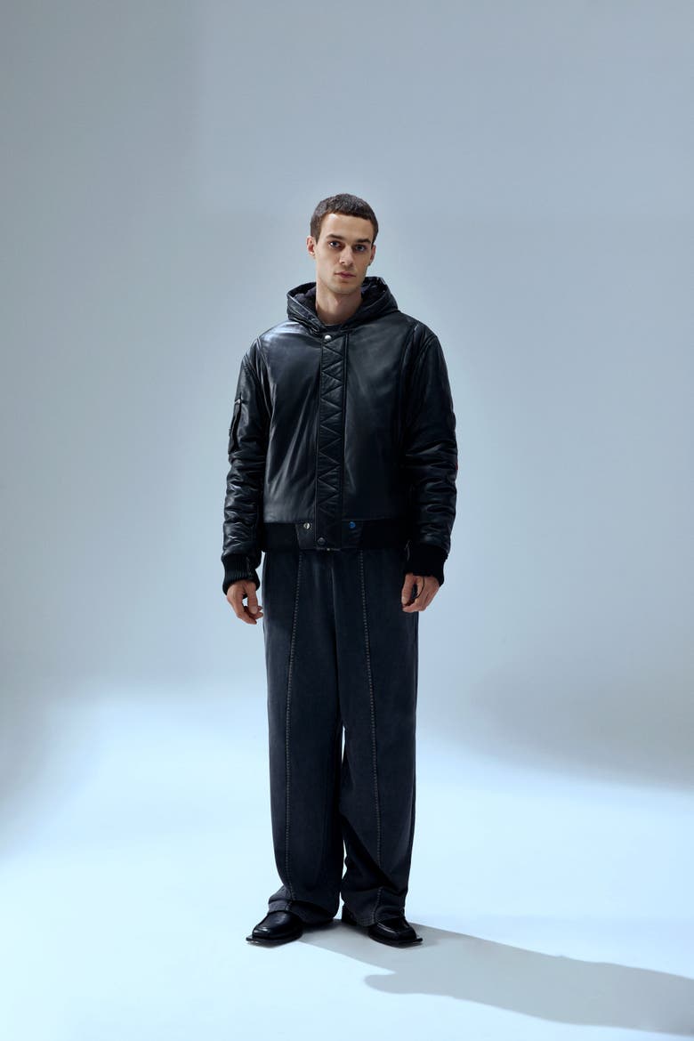 Your *Itch Bomber Leather Jacket, Alternate, color, Balck