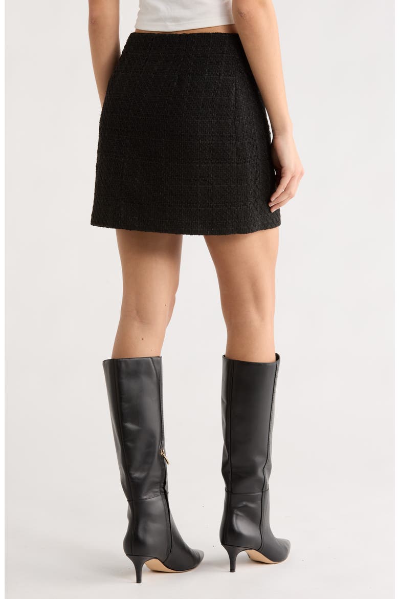 Tweed Flared Miniskirt, Alternate, color, BLACK