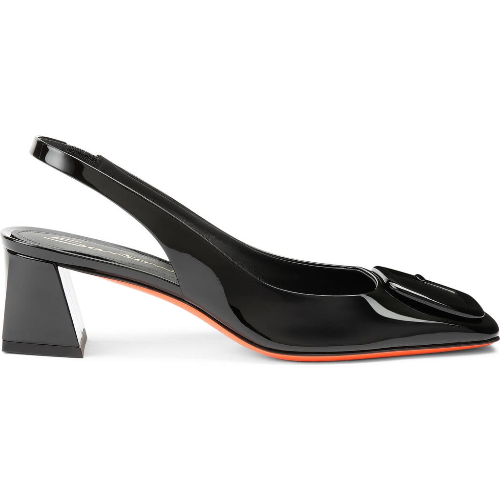 Santoni Lemon Patent Sling Back In Black