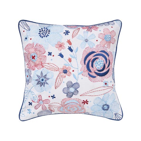 Patriotic Floral Accent Pillow
