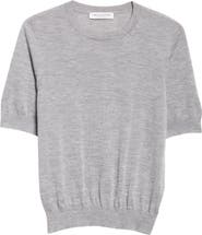Johnstons of Elgin Honor Short Sleeve Cashmere Crewneck Sweater