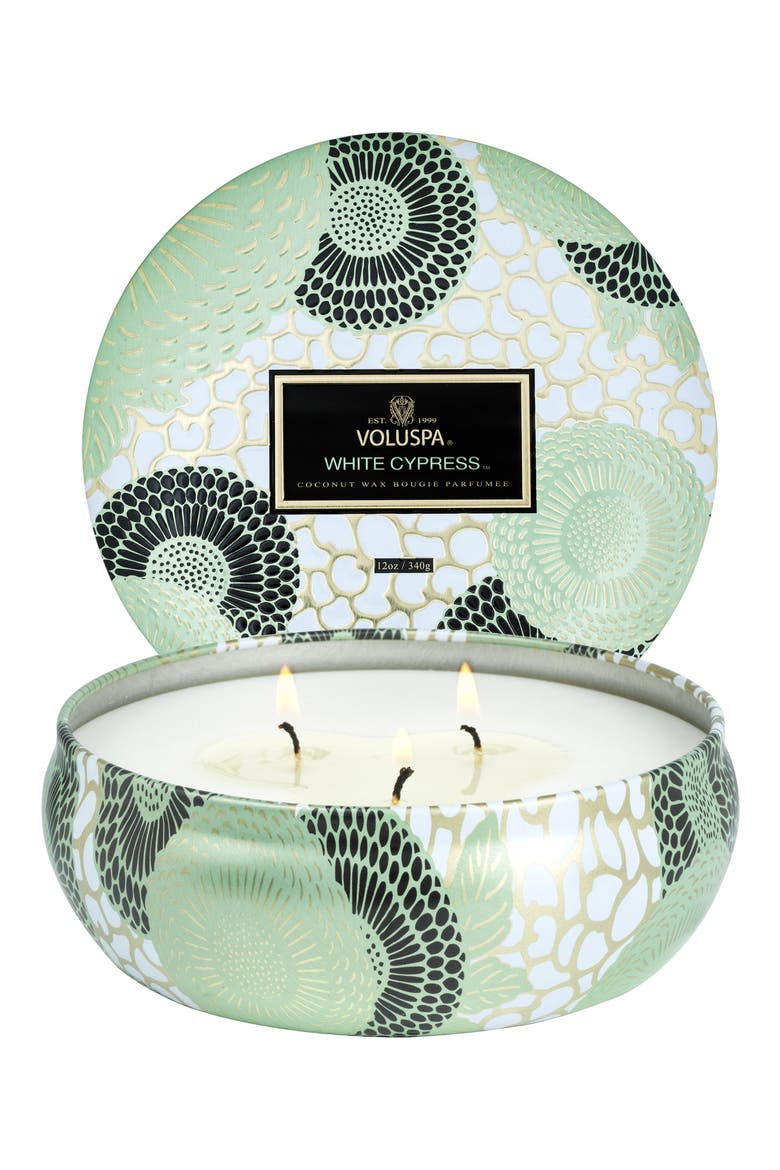 White Cypress 3-Wick Tin Candle, Alternate, color, WHITE CYPRESS