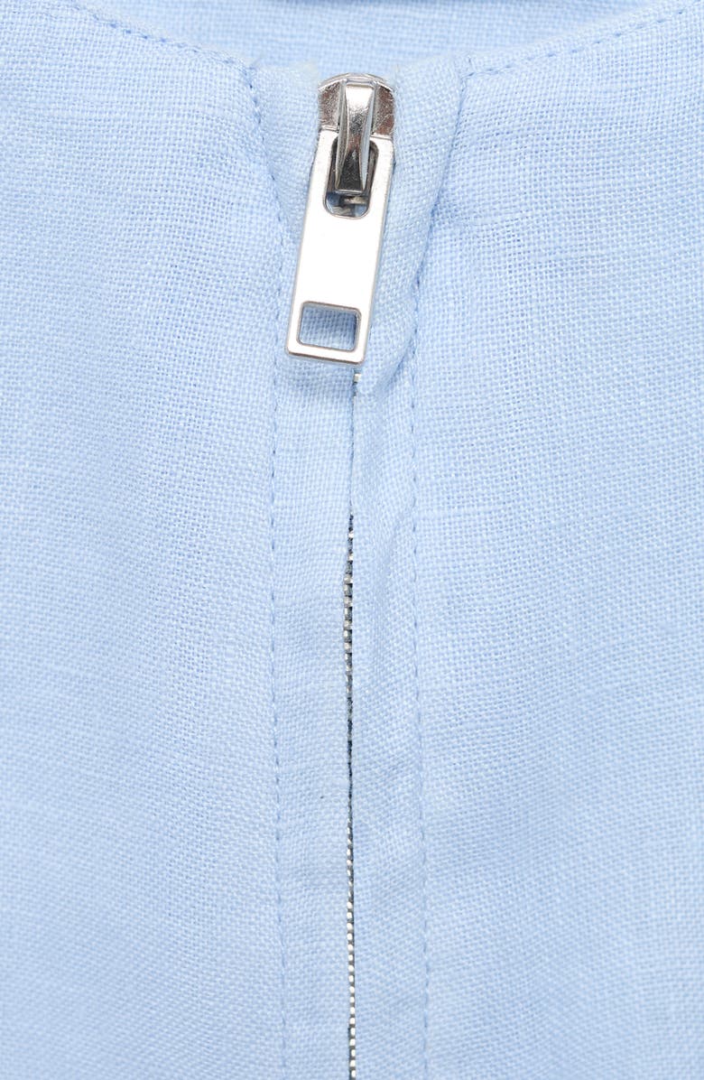 MANGO Crop Linen Jacket, Alternate, color, Sky Blue