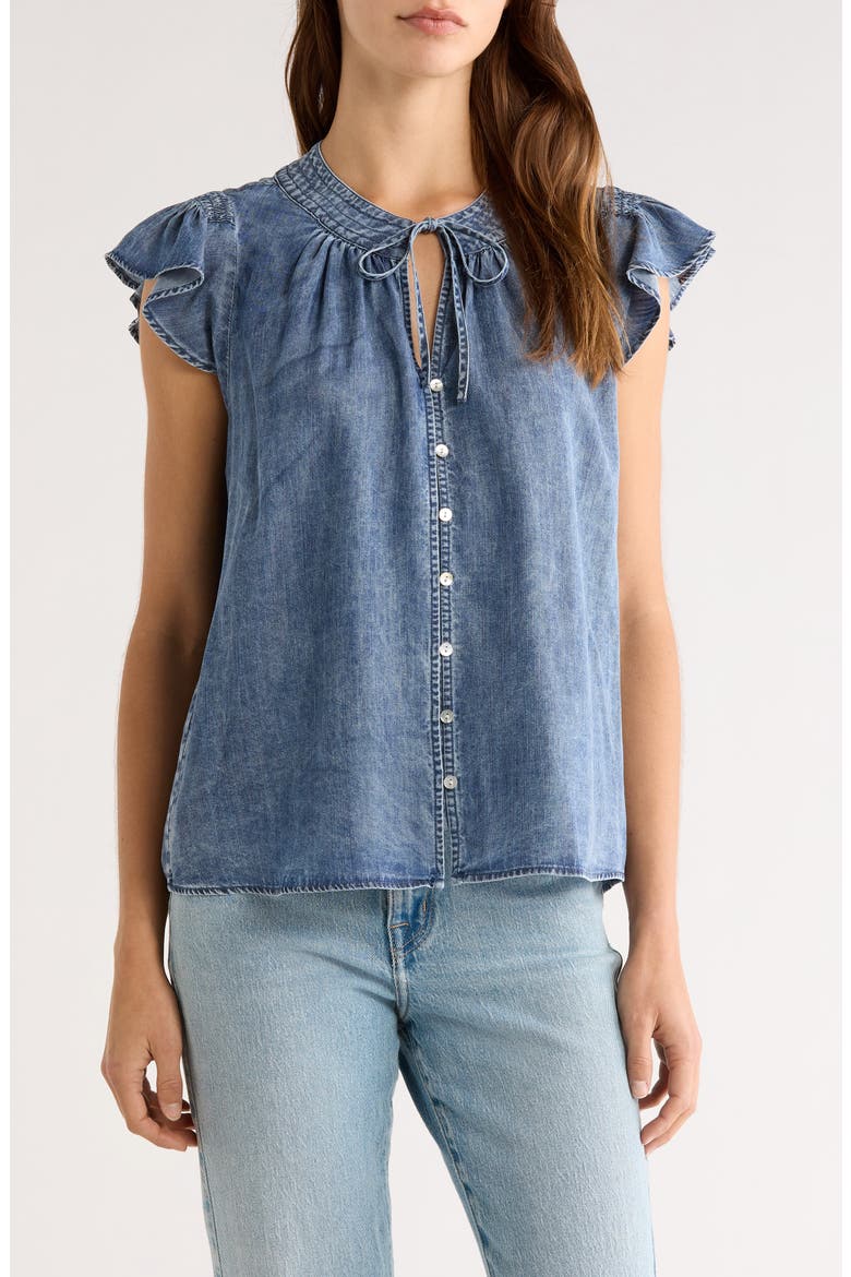 Aviva Chambray Button-Up Shirt, Main, color, BLUE RIDGE