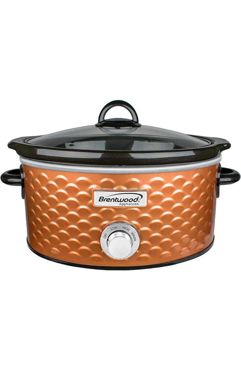 Brentwood Slow Cooker Scallop Pattern, Main, color, Copper