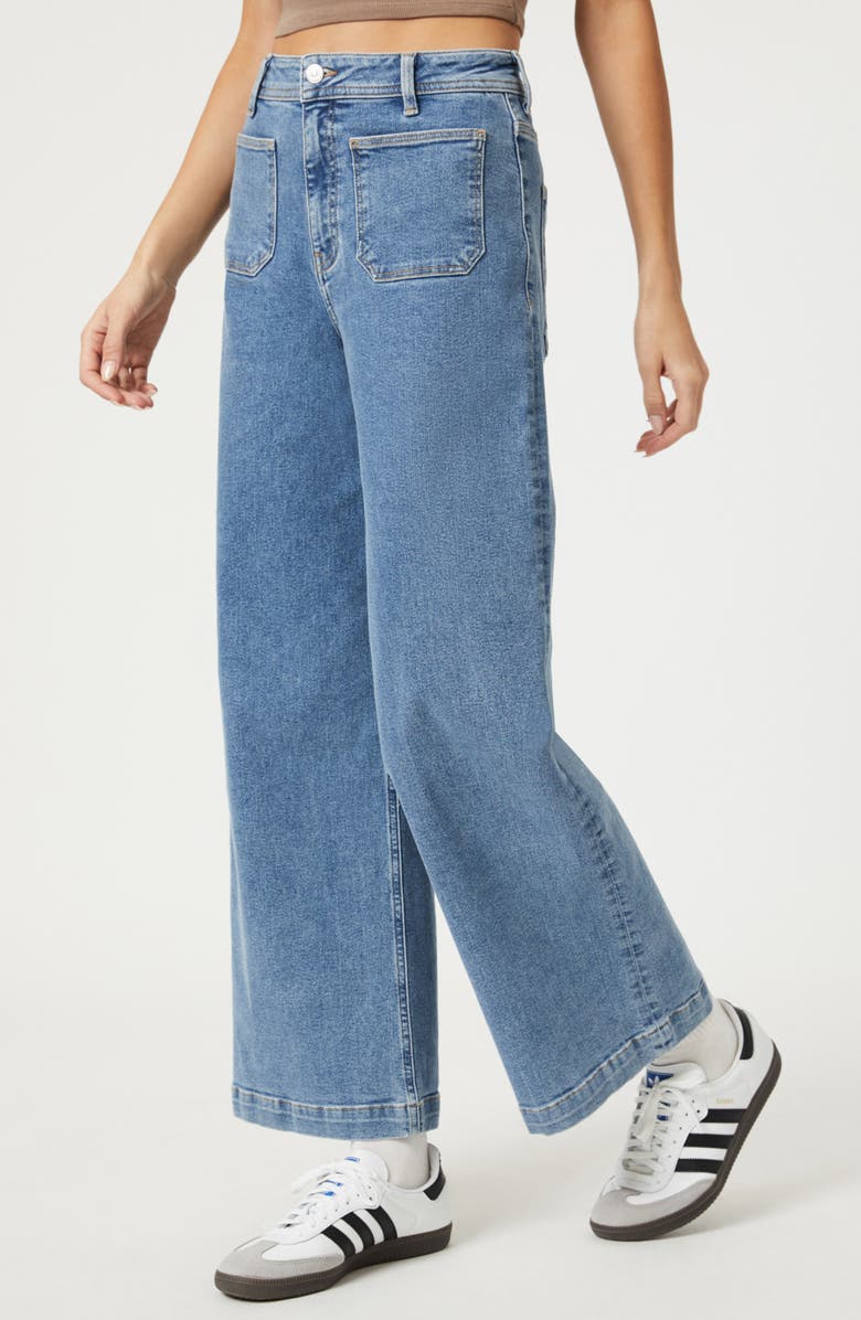 Mavi Jeans Paloma Marine Patch Pocket High Waist Wide Leg Jeans, Alternate, color, 