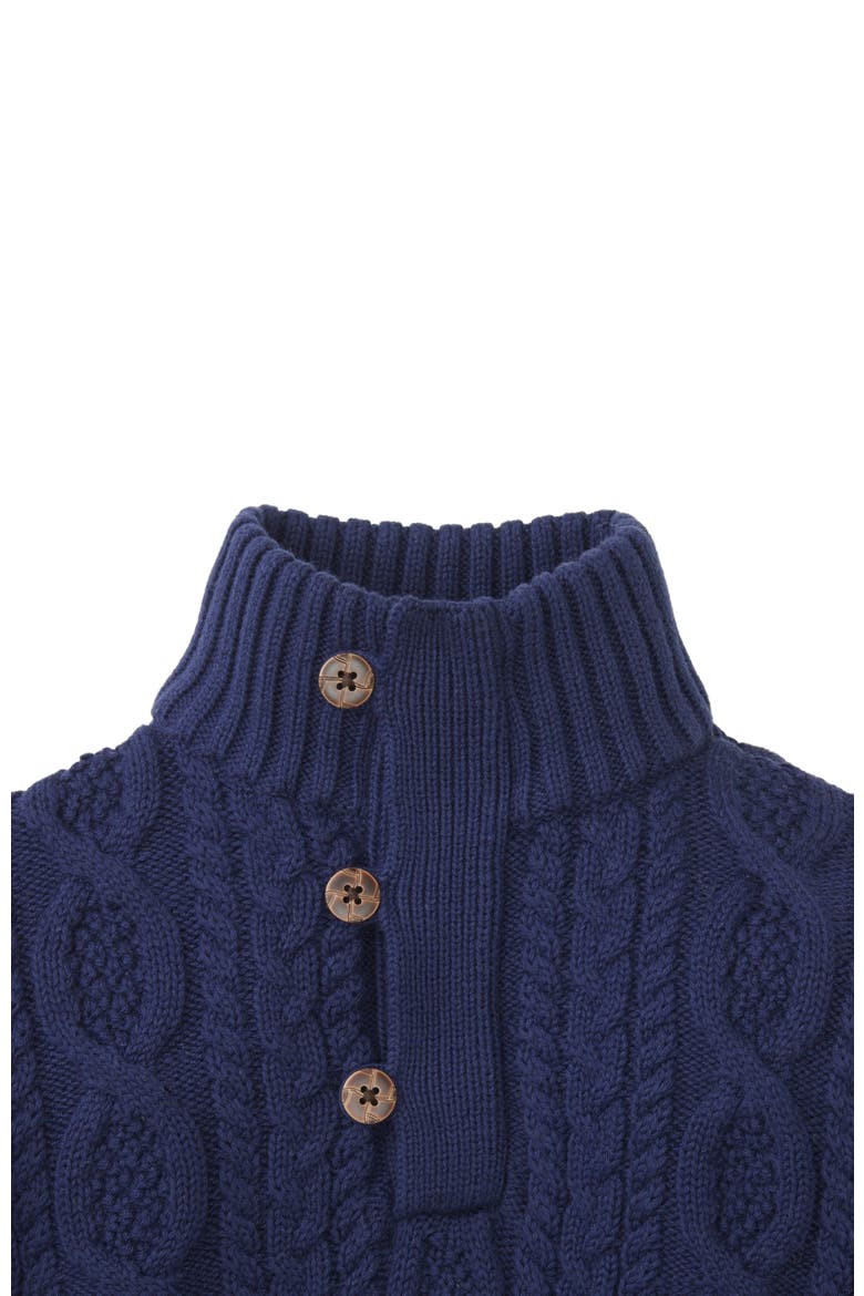 Boys' Organic Mock Neck Cable Sweater, Kids, Alternate, color, Navy