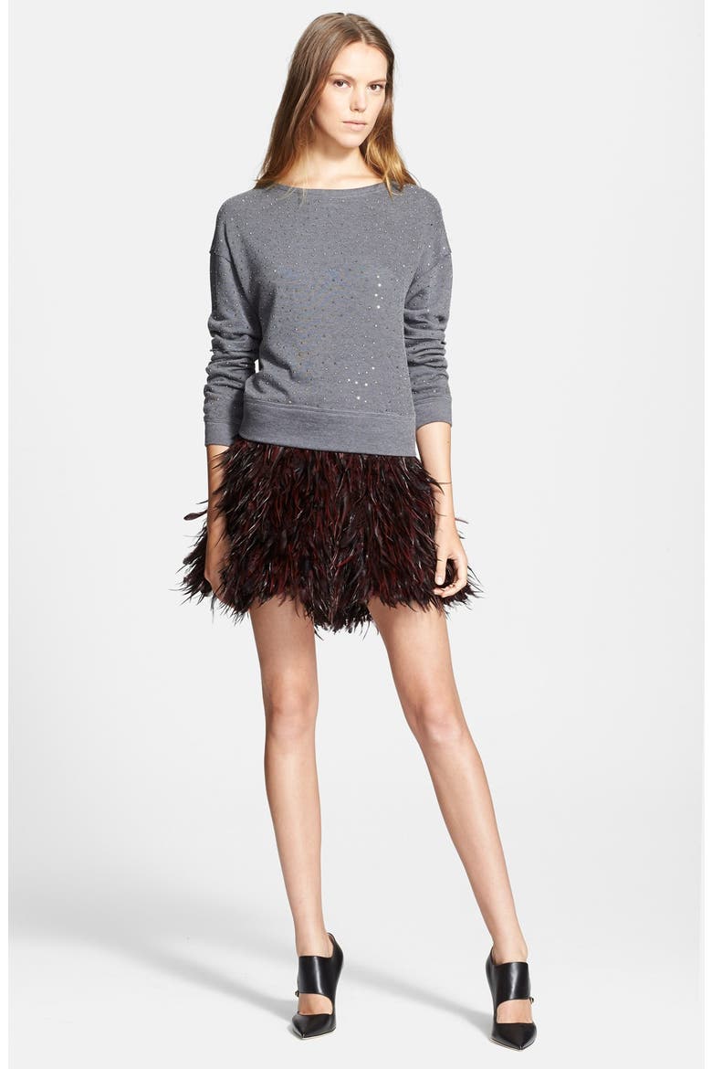 'Scarlit' Sequin Embellished Sweatshirt, Main, color, DARK CHARCOAL