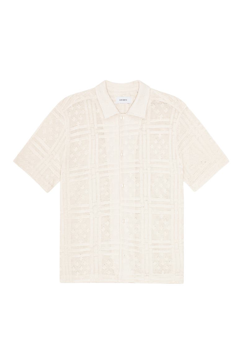 Hector Cotton Blend Pointelle Short Sleeve Shirt, Alternate, color, EGGNOG WHITE