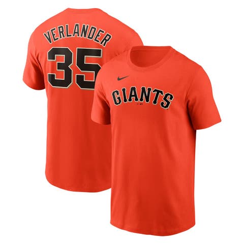Men's Nike Justin Verlander Orange San Francisco Giants Fuse Name & Number T-Shirt