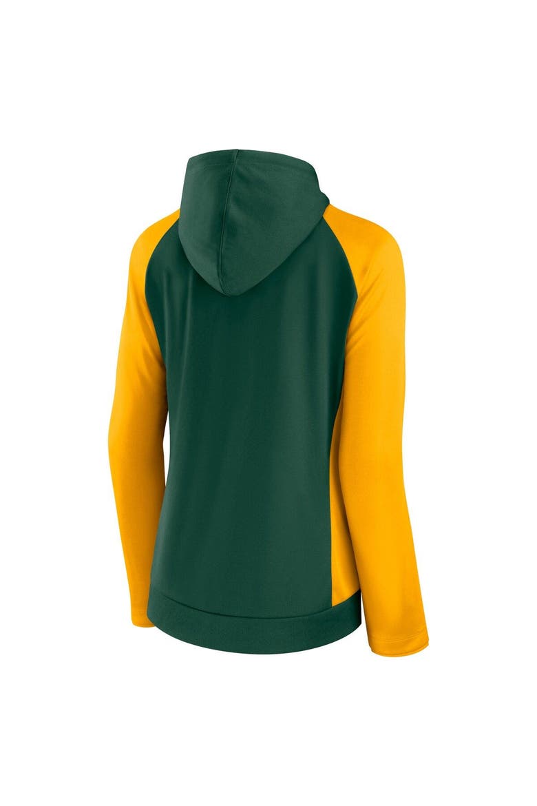 Women's Fanatics Branded Green/Gold Green Bay Packers End Around Lightweight Raglan Full-Zip Hoodie Jacket, Alternate, color, Green