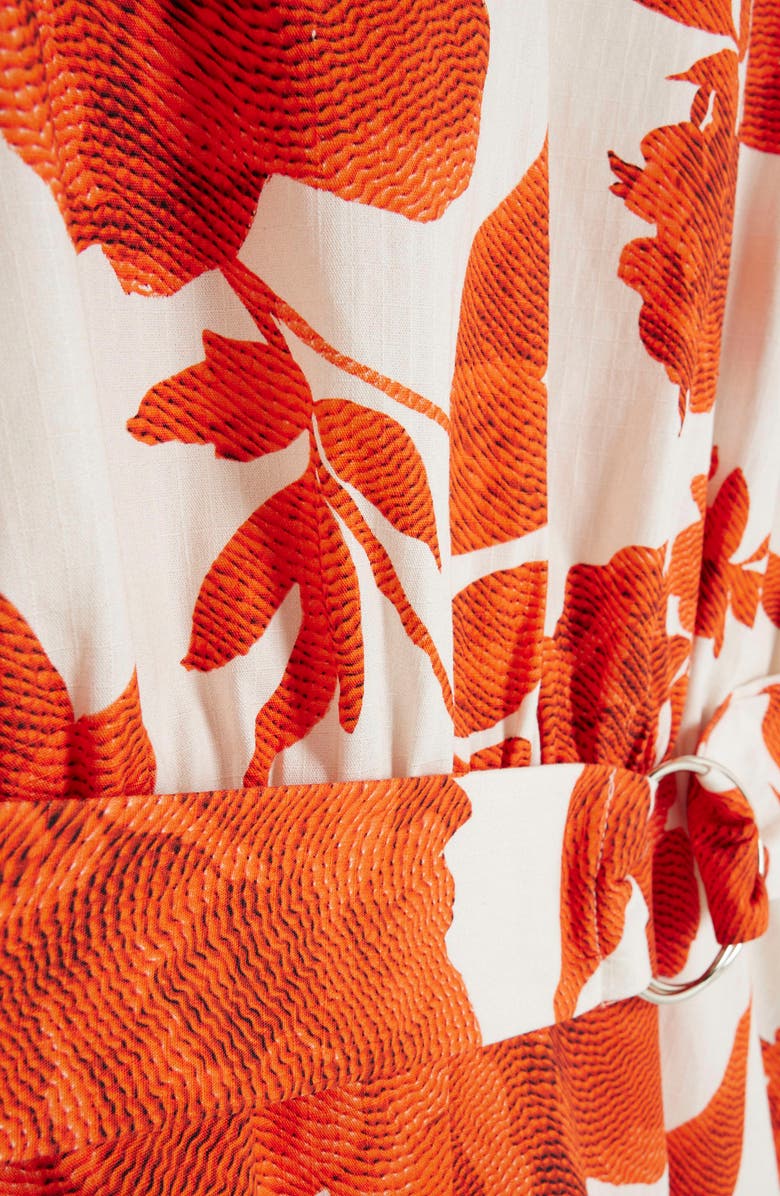 River Island Belted Floral Long Sleeve Romper, Alternate, color, 