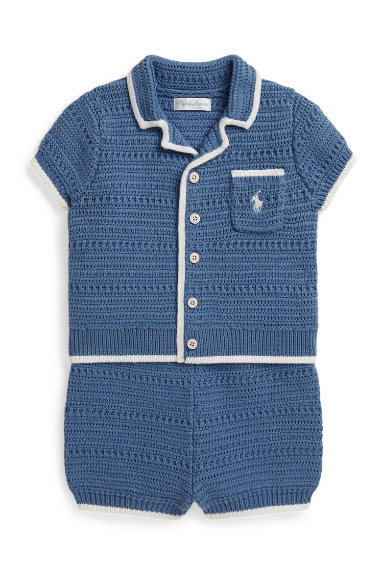 Short Sleeve Sweater & Shorts Set, Main, color, VESSEL BLUE