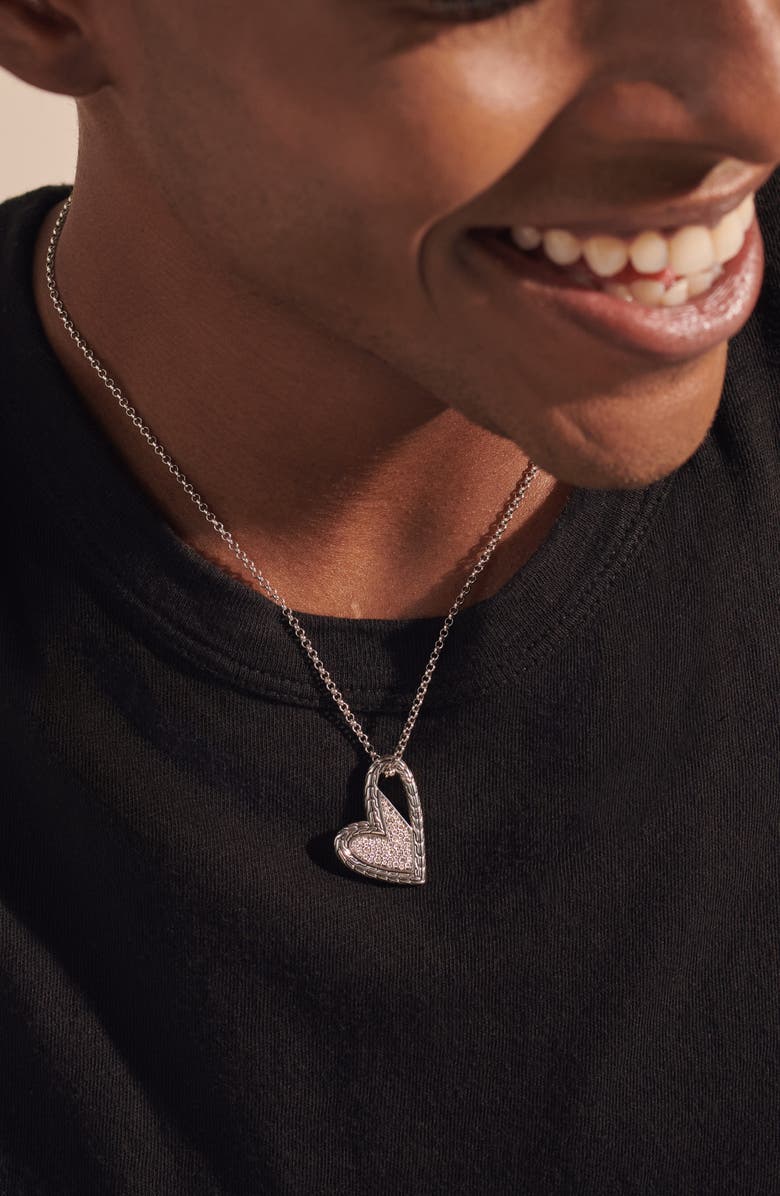 John Hardy Manah Pavé Diamond Heart Pendant Necklace, Alternate, color,