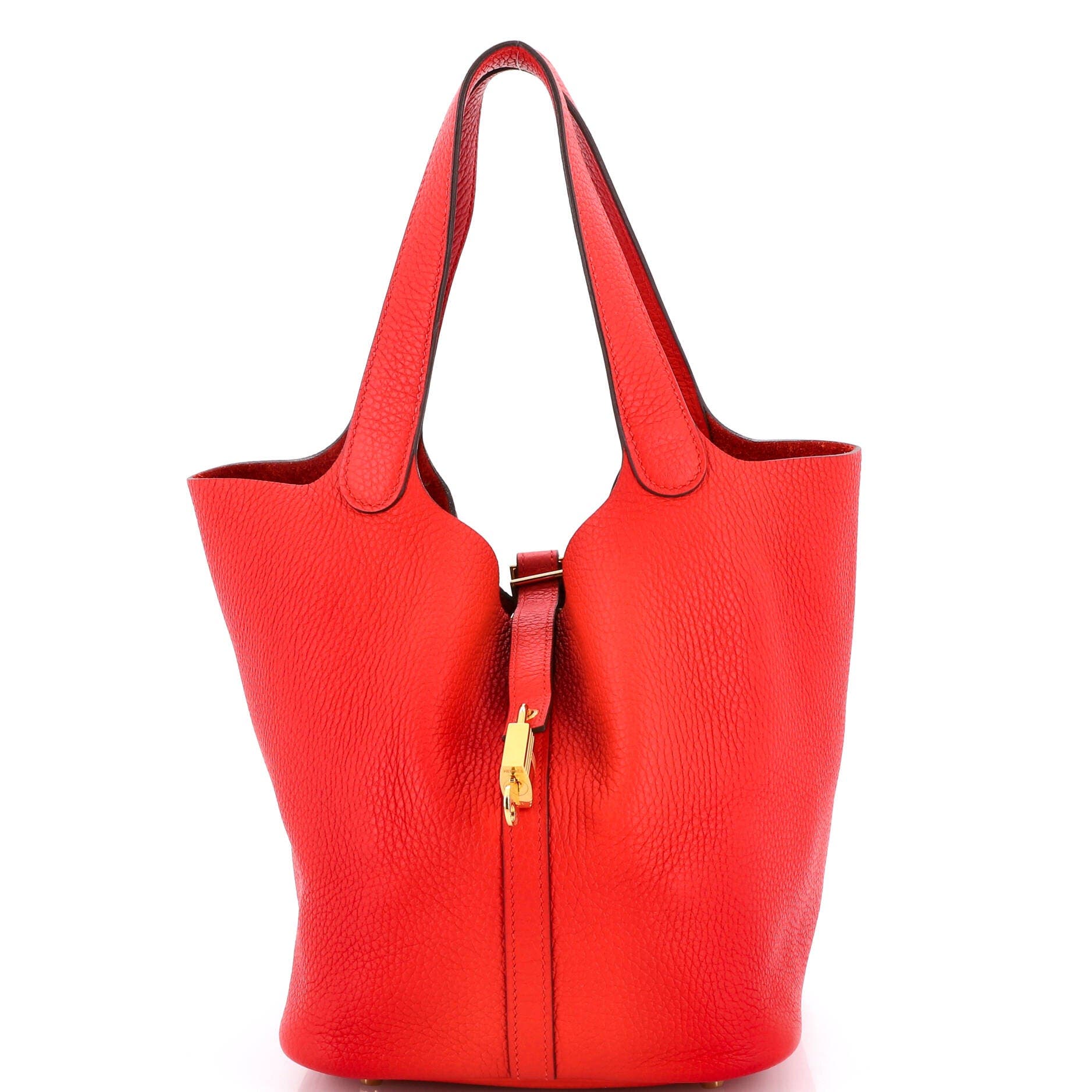 Pre-Owned Hermes Picotin Lock Bag Clemence MM, Main, color, Rouge De Coeur