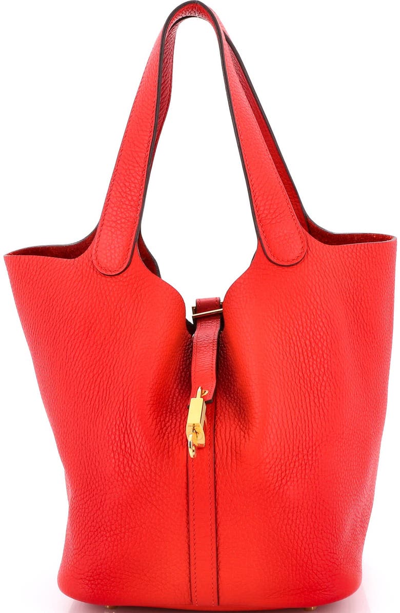 Pre-Owned Hermes Picotin Lock Bag Clemence MM, Main, color, Rouge De Coeur