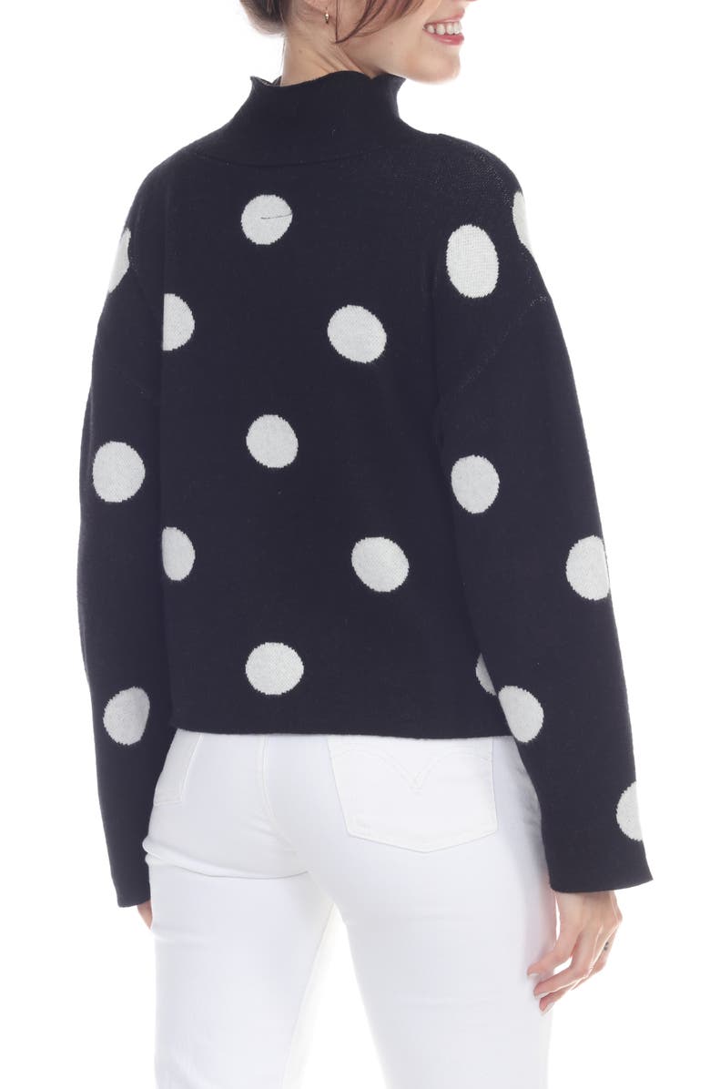 RAIN AND ROSE Polka Dot Funnel Neck Sweater, Alternate, color, Black