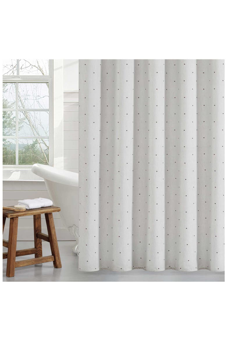 Ithaca Flag Stripe Shower Curtain, Alternate, color, PEWTER GREY