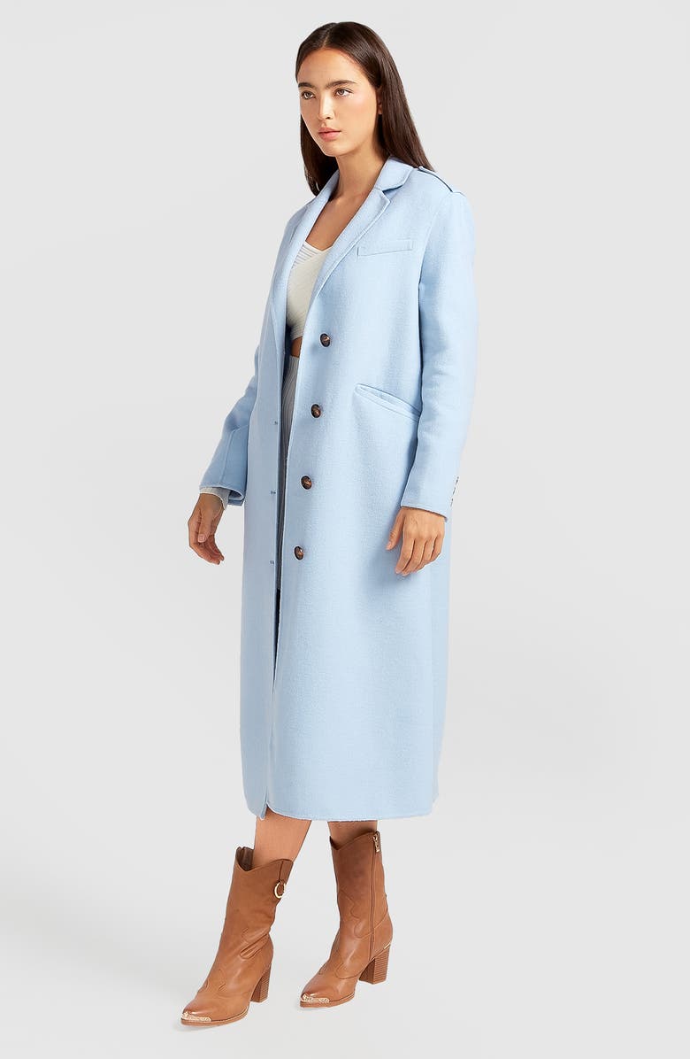 Belle & Bloom Tainted Love Wool Blend Longline Coat, Alternate, color, Sky Blue