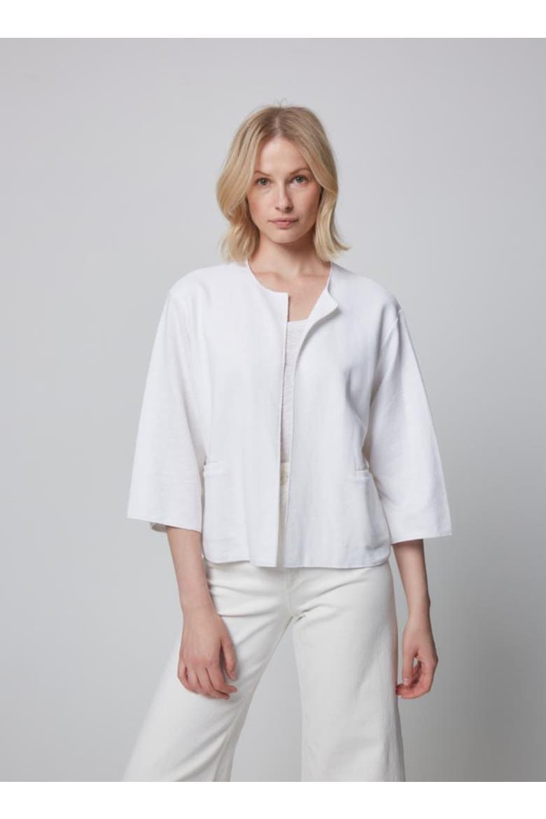 Linen Open Cardigan Jacket, Main, color, BLANC