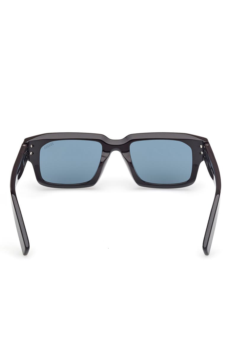 ZEGNA 51mm Rectangular Sunglasses, Alternate, color, Shiny Brown/ Ruthenium / Blue