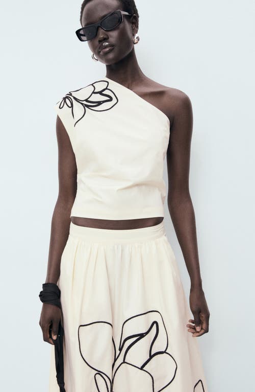 Mango Floral Embroidery Cotton Skirt In Neutral