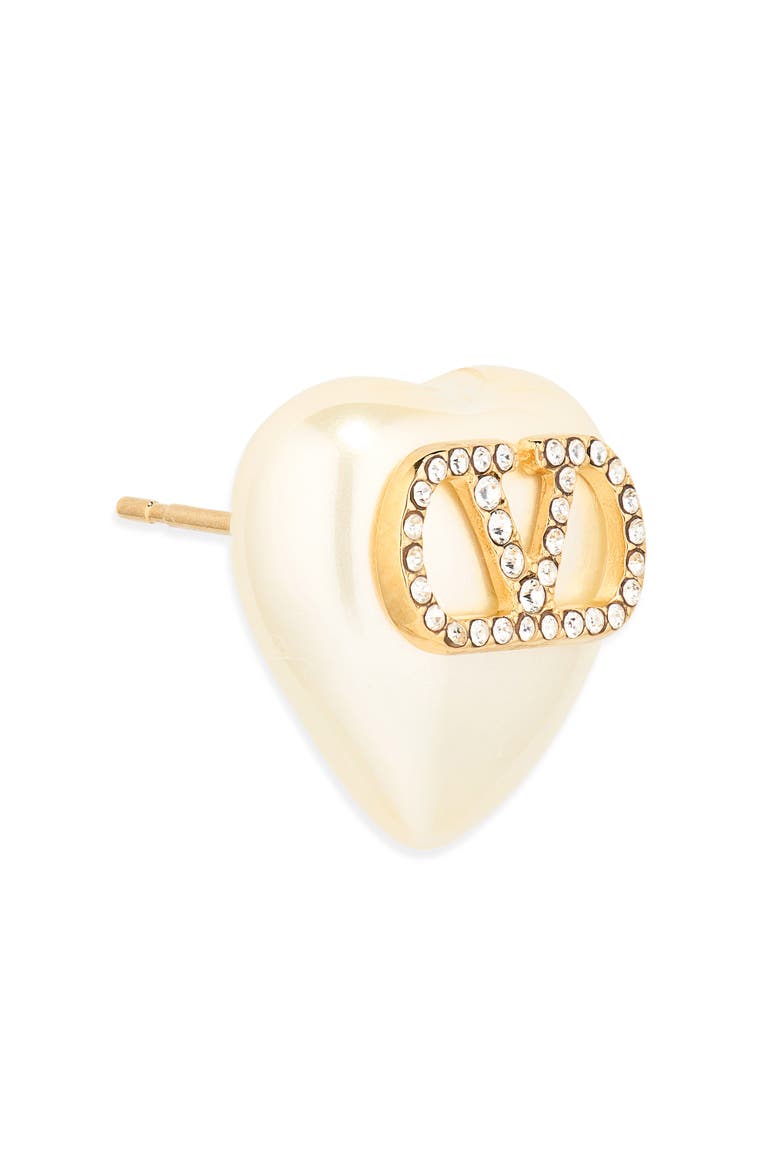 VLOGO Signature Faux Pearl Earrings, Alternate, color, GOLD