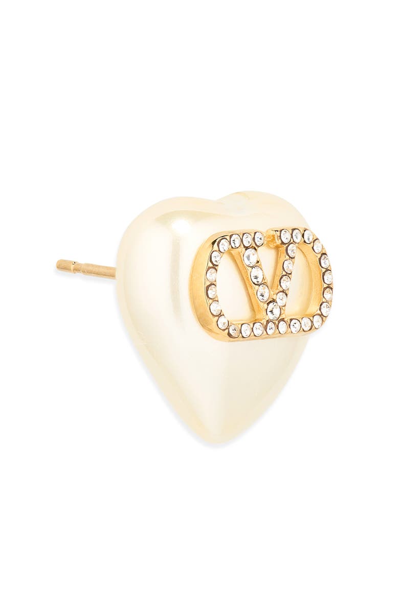 Valentino Garavani VLOGO Signature Faux Pearl Earrings, Alternate, color, Gold