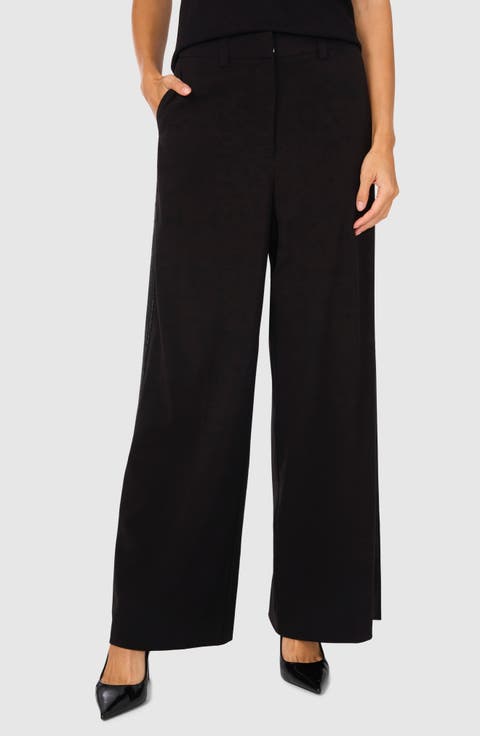 Rhinestone Trim Wide Leg Pants