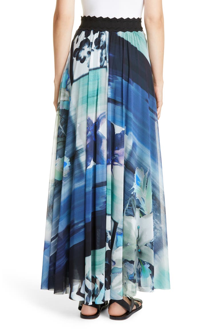 Floral & Chevron Print Maxi Skirt, Alternate, color, BLUEBERRY