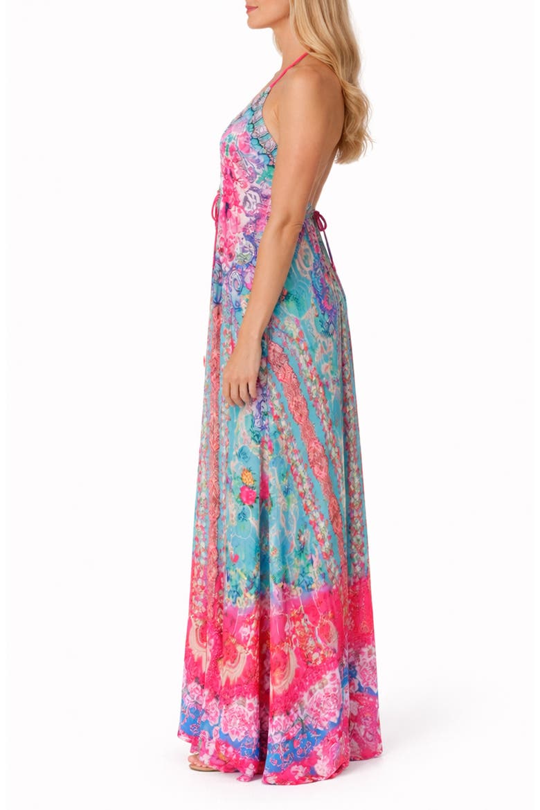 Plunge Neck Maxi Cover-Up Dress, Alternate, color, PINK