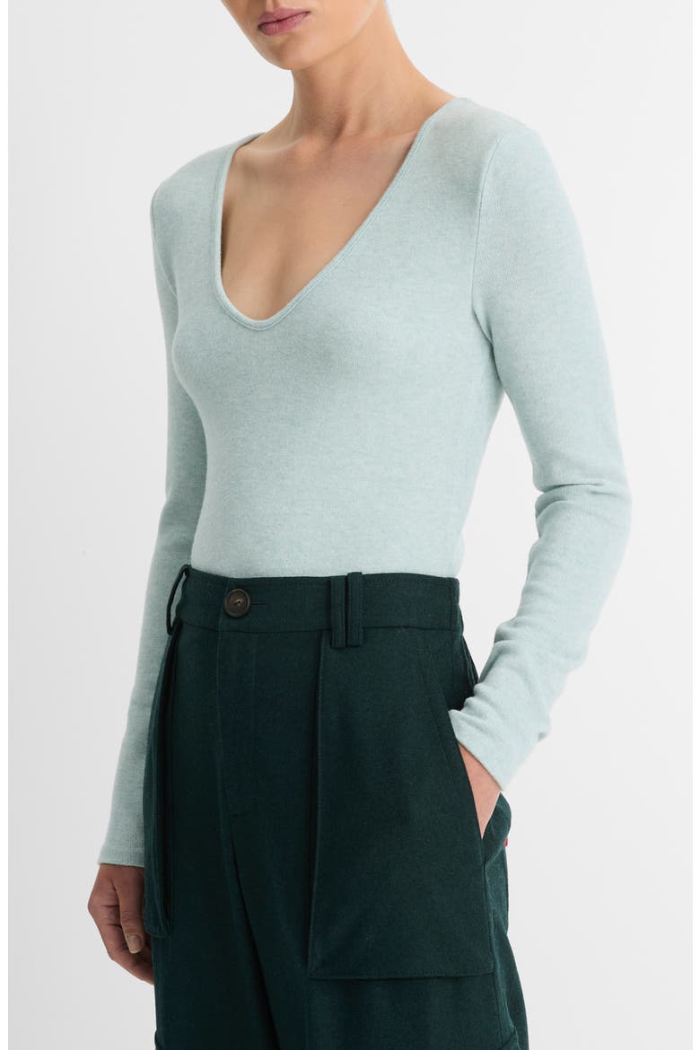 V-Neck Knit Top, Alternate, color, 493HAQ-H AQUA MINERAL