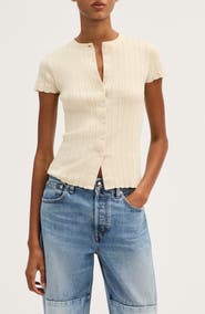 Madewell Cotton Blend Pointelle Short Sleeve Cardigan