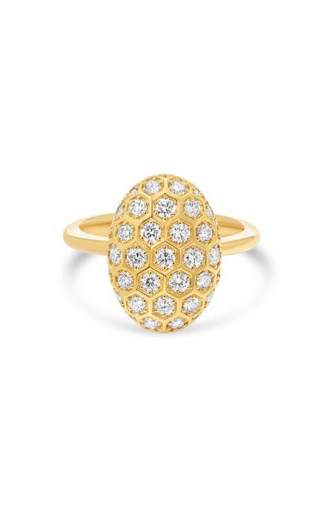 Honeycomb Diamond Oval Ring
