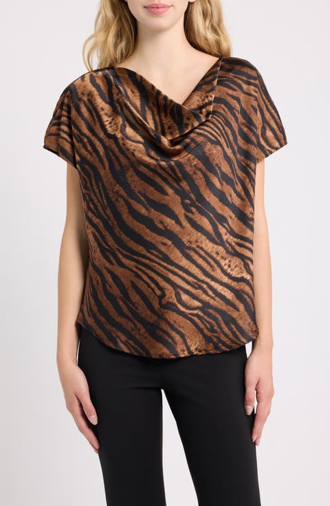 Print Cowl Neck Top