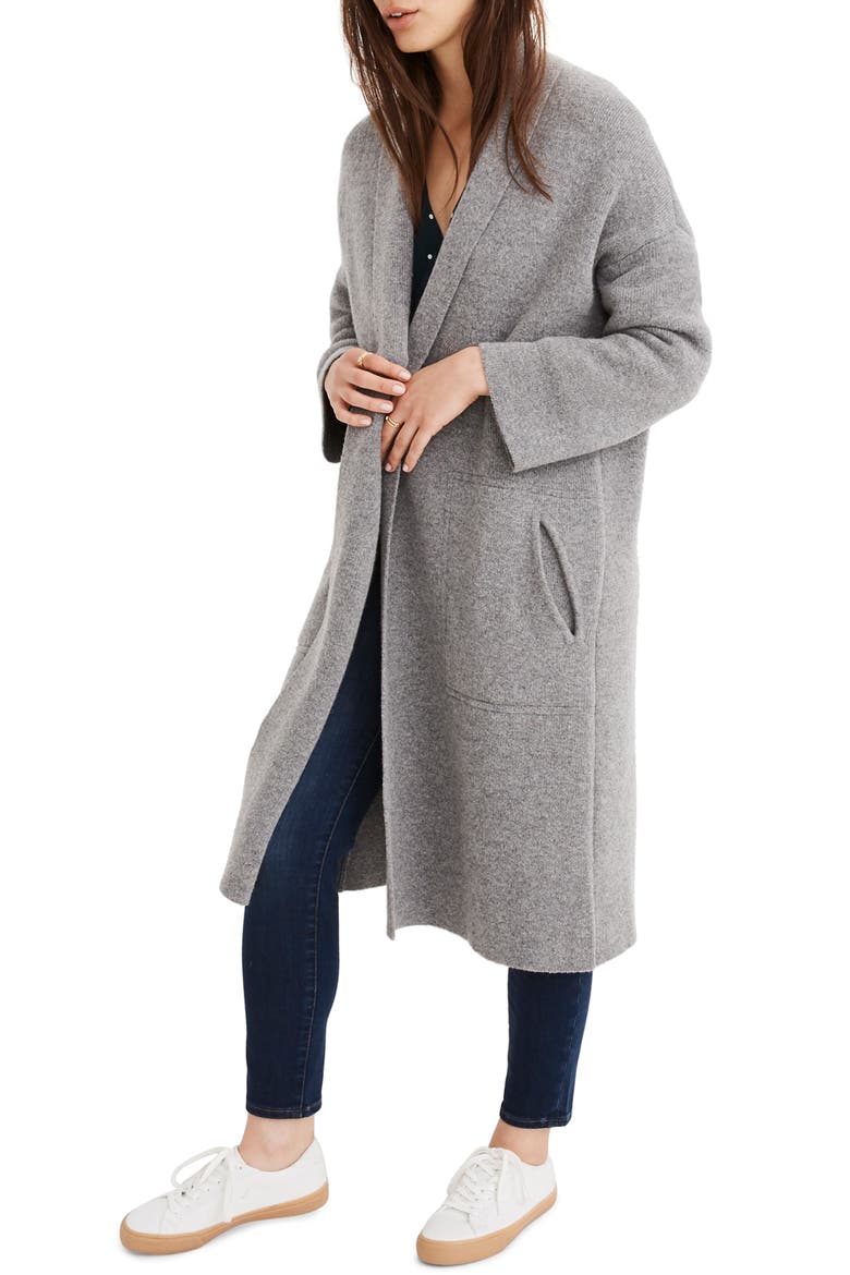 Rivington Sweater Coat, Main, color, HEATHER GREY