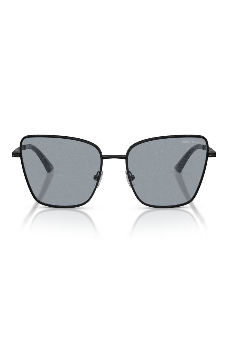 Orli 55mm Square Sunglasses, Main, color, MATTE BLACK / GREY GLITTER