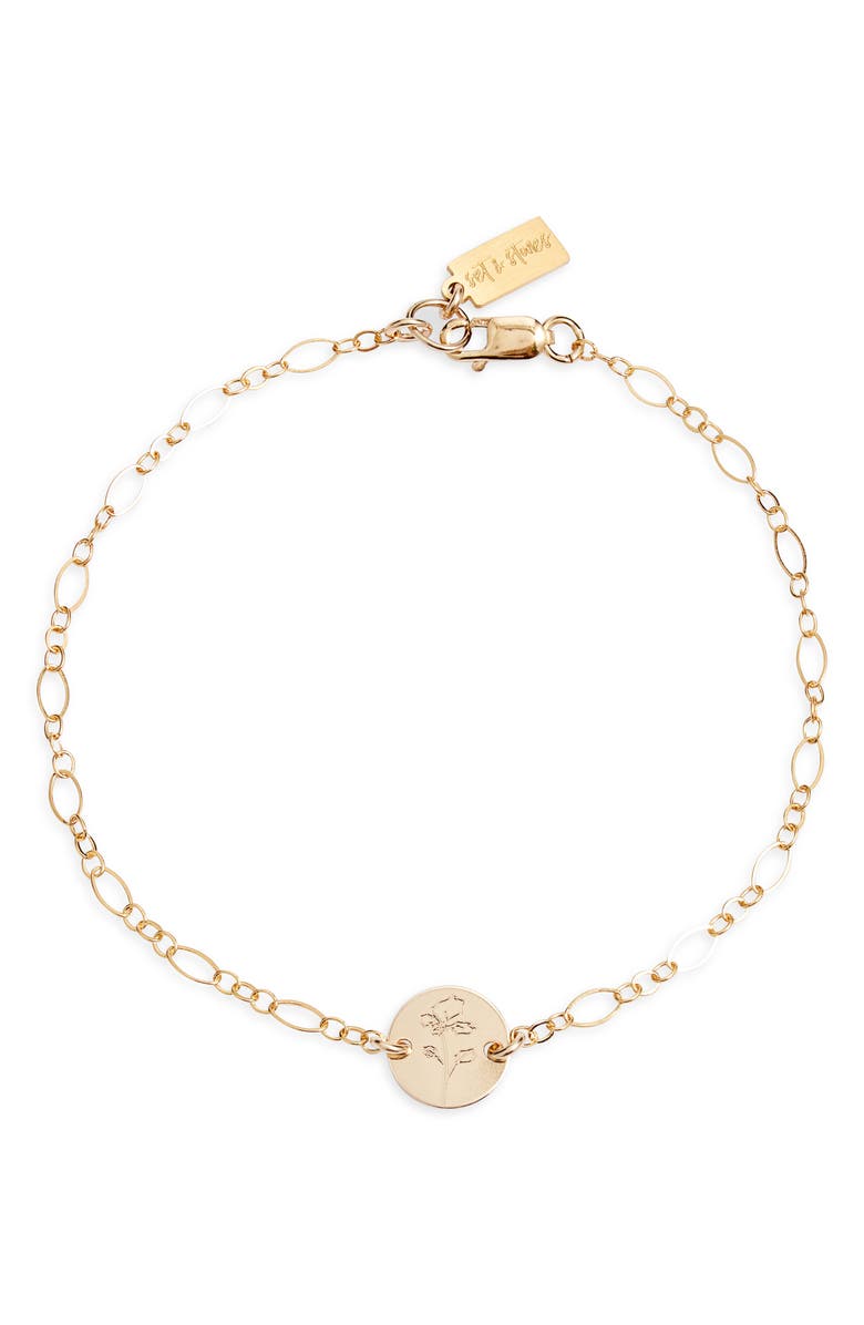 Set & Stones Lily Birth Flower Pendant Bracelet, Main, color, Gold / December - Holly Berry