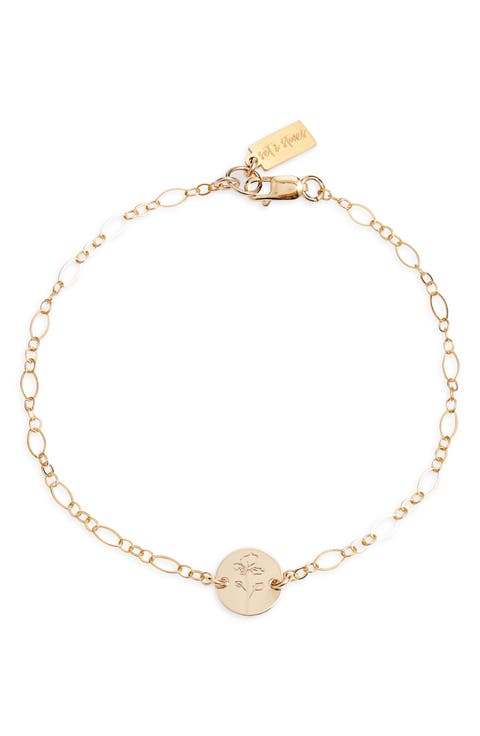 Lily Birth Flower Pendant Bracelet