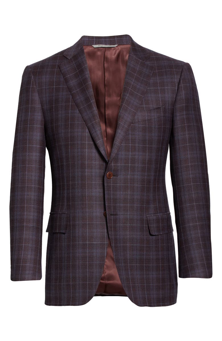 Canali Siena Soft Classic Fit Plaid Wool Sport Coat, Alternate, color,